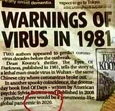 a newspaper clipping with the words warnings of virus in 1981 written on it