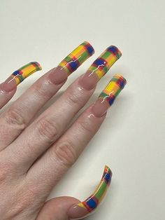 Kehlani Inspired Nails, Coi Leray Nails, 90s Nail Ideas, Y2k Nails Colorful, 2000s Nail Polish, 90s Toe Nail Designs, Kill Bill Nails, Weird Core Nails, 80s Theme Nails