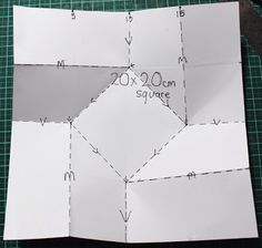 the paper is cut out and ready to be sewn into something that looks like an origami