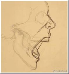 a pencil drawing of a man's face with his mouth open and tongue out