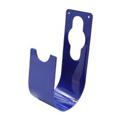 a blue plastic holder with a hole in the middle