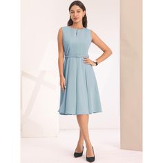 This dress can be a perfect addition to almost any outfit from formal to daily wear, great for work, meetings, offices, businesses, work, parties, cocktails, weddings, casual, everyday dressing, etc. It exudes professionalism and sophistication, helping you make a strong impression in any business setting. Pair with high heels for a chic office look. Comfortable and versatile, this sleeveless dress is perfect on its own or as a layer under a blazer. Work Parties, Work Meetings, Peter Pan Collar Dress, Midi Wrap Dress, Work Dresses, Ballet Dress, Chic Office, Women Midi, Dress 16