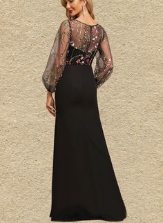 Melany Sheath/Column V-Neck Illusion Floor-Length Chiffon Lace Evening Dress UKP0020856 Fabric:: Chiffon,Lace Length:: Floor-Length Neckline:: V-Neck,Illusion Straps&Sleeves:: LongSleeves Silhouette:: Sheath/Column FullyLined:: NO Built-InBra:: Yes Boning:: No Features:: NoLegSlit BackStyle:: BackZip,Illusion,Scoop ModelName:: Jill Height:: 5.8ft（176cm） Bust:: 32in（82cm） Waist:: 24in（61cm） Hips:: 35in（89cm） WearingSize:: US2/UK8/EU34 This dress could be custom made, there are no extra cost to do custom size and color. V-neck Evening Dress With Sheer Sleeves, Elegant V-neck Dress With Mesh Sleeves, Sheer V-neck Evening Dress, Fitted V-neck Maxi Dress With Sheer Bodice, Embroidered V-neck Maxi Dress For Evening, Evening Floor-length Maxi Dress With Illusion Neckline, Elegant Black Embroidered Floor-length Dress, Black Floor-length Dress With Intricate Embroidery, Black Embroidered Floor-length Maxi Dress