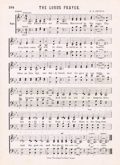 an old sheet music with the words, the lord's prayer