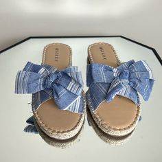 Excellent Brand New Condition New Without Tags Smoke And Pet Free Home About This Item: Brand New Never Worn Perfect Summer Slip On Sandal/Shoe Size 10 Ships Same Or Next Business Day Bundle And Save! Offers Welcome Join Poshmark Using My Code: Sophiemak And Save $10 Tags: Summer, Spring, Denim, Bow, Feminine, Cute, Light, Sandals, Slipper, Slip On, Boho, Bohemian, Casual, Festival, Easter, Mom, Vacation, Travel, Pool, Beach, Casual Sandals For Spring Picnic, Casual Spring Picnic Sandals, Blue Open Toe Espadrilles With Woven Sole, Blue Open-toe Espadrilles With Woven Sole, Casual Round Toe Sandals For Picnic, Blue Sandals With Woven Sole For Spring, Blue Summer Espadrilles With Woven Sole, Denim Flat Sandals For Vacation, Flat Denim Sandals For Vacation