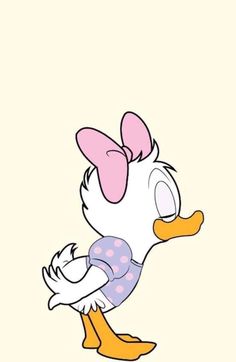 a cartoon duck with a pink bow on its head