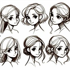 some sketches of different hairs and hair styles for the character in tangled up buns