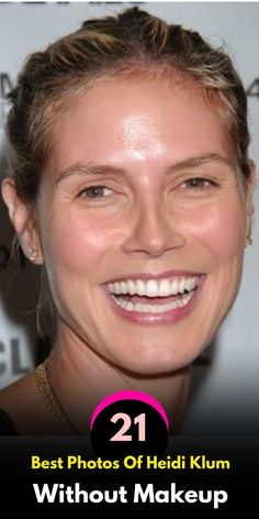 a woman smiling with the words 21 best photos of hedi kum without makeup