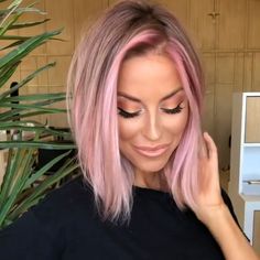 Medium Length Hair Straight, Pink Blonde Hair, Hair Color Pastel, Hair Color Purple, Hair Color For Women, Hair Color Pink, Short Hair Color, Medium Length Hair, Hair Color Dark