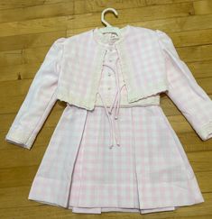 VTG Dorissa Pink Checked Summer Church Dress Set - Dress Jacket  - SZ 5YR Darling quality made set by Dorissa of Miami.  Photos do not do it justice.   Includes dress and jacket, great for church wearing.  Measures:  C: 24  L: 23 inches Fitted Cotton Sets For Dress-up, Elegant Spring Dress-up Sets, Spring Long Sleeve Daywear Sets, Long Sleeve Sets For Spring Daywear, Cute Spring Daywear Sets, Cute Daywear Sets For Spring, Elegant Long Sleeve Dress-up Sets, Cute Fitted Sets With Buttons, Cotton Fitted Sets For Dress-up