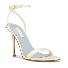 Stay fashionable in the Nine West Reina dress sandal. This sandal features a simple yet sexy silhouette that is paired with a skinny high heel and trendy almond toe. Perfect for dressing up or down! Ivory Heels, Diamond Heels, Womens Stilettos, Open Toed Heels, Stiletto Sandals, Shoes Heels Pumps, Ankle Strap Heels, Perfect Shoes, Nine West Shoes