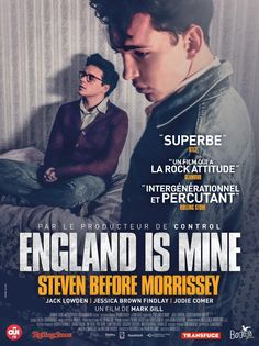 the movie poster for england is mine with two men sitting on a bed and one man standing