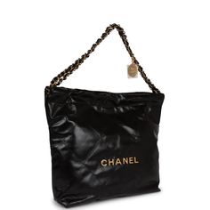 This Small 22 hobo bag is in Black Crumpled Calfskin with gold tone hardware and has the signature diamond quilting, CHANEL on the front in gold metal, removable pouch, and long gold tone and black leather chain.The interior is lined in black fabric with one zip pocket on the rear wall.Collection: 23K (RFID)Origin: ItalyCondition: New and never wornAccompanied by: Chanel box, Chanel dustbag, carebook, retail UPC, and ribbonMeasurements: 12" width x 13" height x 2.75" depth; 9.5" strap drop Gold Quilted Bag For Everyday Luxury, Luxury Rectangular Hobo Bag With Gold-tone Hardware, Gold Quilted Leather Shoulder Bag, Luxury Quilted Gold Bag, Luxury Gold Quilted Bag, Luxury Hobo Bag With Gold-tone Hardware For Travel, Designer Quilted Gold Shoulder Bag, Gold Quilted Travel Bag, Luxury Gold Hobo Bag