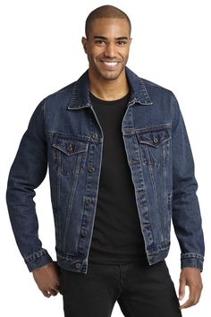 Shop Port Authority J7620 in Denim & get instant bulk discounts. This is 100.00% Denim Adult Jacket | Ships Fast | Award-Winning Customer Service. Indigo Denim Jacket, Personalized Jacket, Embroidered Jean Jacket, Jean Jacket Men, Classic Denim Jacket, Denim Pocket, Indigo Denim, Port Authority, Big And Tall Outfits