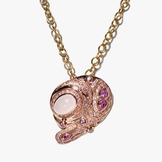 This Is A One Of A Kind Piece, Made Of 925 Sterling Silver With An 18k Rose Gold Rhodium. Pink Chalcedony Cabochon With Rose Of France Stones And Crystals. Pendant Measurement: 38mm X 51.5mm = 2.25" Inches X 1.5" Inches Engraved With Designer's Name "Samaya" And 925 Stamp. Chain Necklace Is Made Of 14kgf (Gold Filled) With A Total Length Of 18.5" The Gold In 14k Gold-Filled Jewelry Is 100% Real. There’s A Thick Layer Of Real, Solid 14k Gold On The Outside Of A Brass Core. The 14k Gold On The Out Exquisite Hallmarked Rose Gold Jewelry, Luxury Pink Gold Gemstone Necklaces, Luxury Oval Pink Gold Jewelry, Luxury Pink Gold Oval Jewelry, Luxury 14k Pink Gold Jewelry, Elegant Pink Jewelry With Polished Finish, Luxury Pink Gold 14k Jewelry, Luxury Pink Sterling Silver Necklace, Luxury Pink Gold Jewelry With Polished Finish