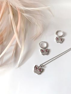 Owl Dangle Earrings Tiny Owl Necklace Owl Jewelry Set - Etsy Owl Gifts, Owl Earrings, Owl Necklace, Owl Lovers, Owl Jewelry, Cat Earrings, Animal Jewelry, Jewelry Bags