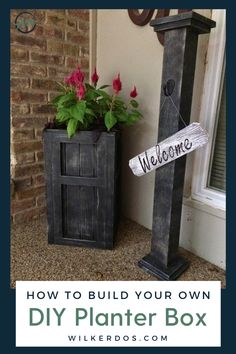 a planter box with flowers in it and the words, how to build your own diy planter box