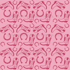 fabric for purchase contains a repeating pattern of magenta cowboy boots and horseshoes against a soft pink background. Classic Cowboy Boots, Cowboy Carter, Classic Cowboy, Rodeo Party, Cotton Candy Sky, Pink Backdrop, Western Party, Pink Cowgirl, Western Parties