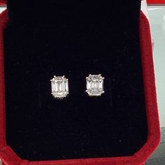 18k White Gold Illusion Earrings  Emerald Cut Genuine Earth Mined Diamonds  No Color enhancement or heat...Natural Diamonds VVS Clarity F-G in Color 18 Emerald Cut Diamonds set in Illusion Heads for 2ct. Look Beautiful High Quality Diamond Earrings  These Earrings are Gorgeous! Comes with Diamond Certification Emerald Cut Diamond Earrings, Illusion Earrings, Earrings Emerald, Emerald Cut Diamond, Emerald Cut Diamonds, Quality Diamonds, Emerald Cut, Natural Diamonds, Diamond Earrings