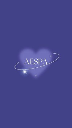 the logo for aespa on a blue background with stars in the shape of a heart