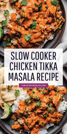 slow cooker chicken tikka masala recipe on a plate