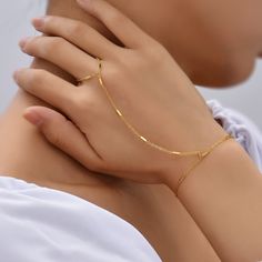 Metal Color: B420-7 Hand Harness, Finger Bracelets, Sea Jewelry, Bracelet Viking, Ring Bracelet Chain, Estilo Boho Chic, Linking Rings, Couple Jewelry, Gold Bracelets