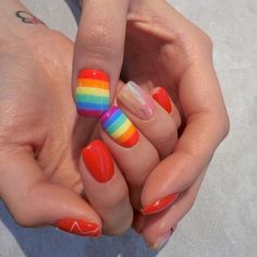 Rainbow Nail Art Designs, Unghie Nail Art, Squoval Nails, Nail Polishes