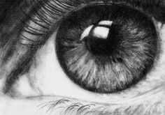 a drawing of an eye with the iris partially closed and part of its iris visible