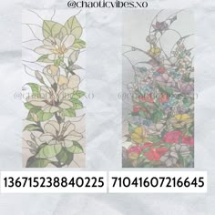 an advertisement for a flower shop with flowers on the front and back of each window