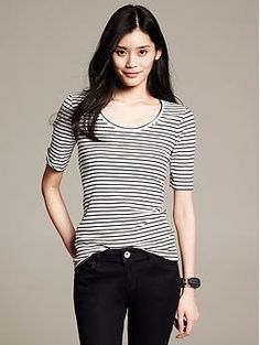 Striped Timeless Tee - Shirts Move To Europe, Banana Republic Women, Elbow Length Sleeve, Shirts Blouses, My Wardrobe, First Year, Wardrobe Essentials, Banana Republic, Sustainability