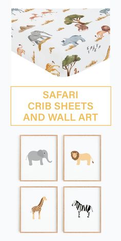 Safari themed crib sheets and wall art set Space And Nature, Animal Themed Nursery, Zebra Wall, Safari Theme Nursery, Animal Nursery Theme, Best Crib, Baby Sheets, Earthy Color Palette, Themed Nursery