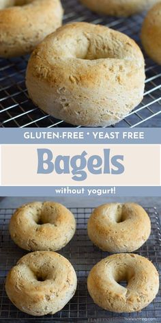 bagels on a cooling rack with the text gluten - free yeast free bagels without yogurt