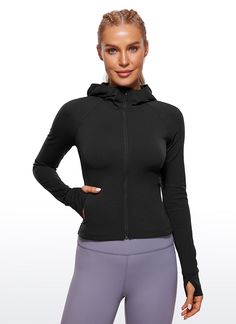 Butterluxe collection features super soft and stretchy high-quality fabric. This full zip-up hooded jacket with thumbholes, zip pockets and underarm gussets, which keeps you warm and comfy. Ideal for low-impact activities or daily wearing. Feature & Fittin 
 Butterluxe collection 
 Designed for low-impact workouts or daily wear 
 Slim fit, waist length 
 Full zip, side zip pockets 
 Thumb holes, underarm gussets 
 Fabric: 
 Extremely Soft, luxurious comfort and lightweight 
 Ultra stretchy,