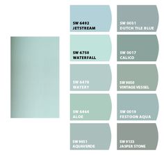 several shades of blue and green are shown in the same color scheme, each with different names