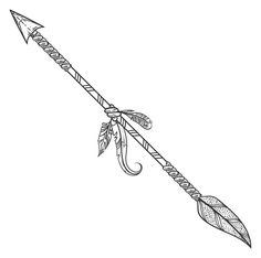 a drawing of an arrow with feathers on it