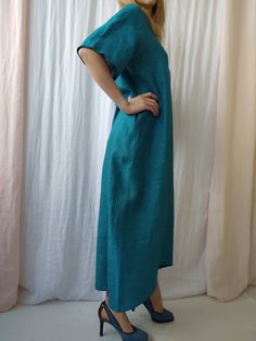 "Linen dress for women, it's elegant, minimalist, and is sure to compliment every occasion, from formal gatherings to outings with friends. Made from 100% European flax, length in front is ± 120 cm(47\"), on back 138 cm(54\") Before placing an order, check the approximate measurements given below. If you are unsure about your size or would like to adjust the length of the item, you could leave your personal measurements (height, bust, waist and hips) in a personalization box. SIZE and FIT Size X Long Relaxed Fit Dress With Pockets, Bohemian Relaxed Fit Unlined Dress, Solid Color Bohemian Linen Dress, Relaxed Fit Tunic Dress Unlined, Solid V-neck Dress With Side Pockets, V-neck Dresses With Side Pockets, Bohemian Linen Dress With Relaxed Fit, Bohemian Relaxed Fit Linen Dress, Relaxed Fit Bohemian Linen Dress