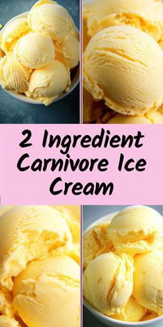 four images showing how to make two ingredient carnivor ice cream