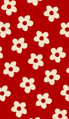 a red background with white flowers on it