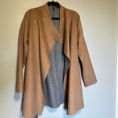 Orb Sophia Reversible Wrap Coat Tan/Grey | Size M | Nwot | 51% Polyester 49% Wool | P2p 21” Length 34-1/2” Beautiful And Comfortable Wrap Coat To Add A Touch Of Style To Your Outfit. You Can Use It To Dress Up A Casual Outfit, Or Even Use It To Keep Warm Outside In A Beautiful Dress With Some Heels! Very Versatile And Can Go With A Number Of Colors Since It’s Reversible! Taupe Outerwear For Fall Layering, Fall Layering Taupe Outerwear, Taupe Long Sleeve Outerwear For Layering, Fall Taupe Outerwear For Layering, Pink Corduroy Jacket, Pink Peacoat, Red Pea Coat, Plaid Peacoat, Textured Jacket