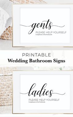 Black and White Wedding Bathroom Signs - ARRA Creative Wedding Bathroom Basket Sign, Wedding Bathroom Signs, Printable Wedding Program Template, Bathroom Basket