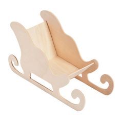 a wooden toy sleigh that is shaped like a baby's rocking horse