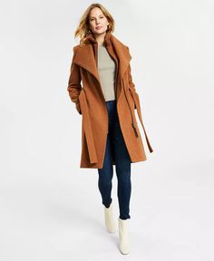 Calvin Klein - Women's Belted Wrap Coat Menswear Women, Mom Fits, Belted Wrap Coat, Calvin Klien, Fall Winter Shoes, Teaching Outfits, Donatella Versace, Wrap Coat, Hallmark Christmas