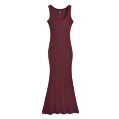 Olivia Mark - Sleeveless Bodycon Mermaid Maxi Dress with Sexy High Neckline and Ribbed Detailing Mermaid Maxi Dress, Fishtail Skirt, U Neck, Types Of Skirts, High Neckline, Burgundy Red, Olivia Mark, Types Of Collars, Types Of Sleeves