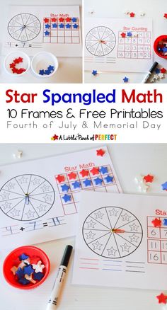 star spangled math worksheet with red, white and blue stars on it