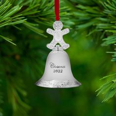 a christmas ornament hanging from a tree