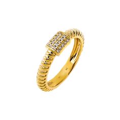 14K Gold / 6 Diamond Pave Accented Ridged Band Ring 14K - Adina's Jewels Diamond Anklet, Bold Rings, Everyday Rings, Anklet Bracelet, Shop Engagement Rings, Diamond Bracelets, Chain Pendants, Pave Diamonds, Band Ring