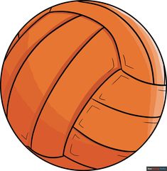 an orange volleyball ball is shown on a white background and has lines drawn across it