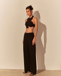 Tailored trousers with a mid-rise waist; featuring a straight and elegant cut; fully lined with the same fabric; front closure with a fly and hook-and-eye.Note: The belt is not included with the trousers.Composition:96% polyester, 4% elastane Chic Ankle-length Pantsuit For Party, Chic Tailored Wide Leg Pants For Party, Sleek Straight Dress Pants For Night Out, Tailored Evening Bottoms For Summer, Sleek Trousers For Night Out, Tailored High-waisted Wide Leg Party Pants, High-waisted Pants With Belt Loops For Date Night, Tailored Ankle-length Pantsuit For Party, Party Straight Pants With Belt Loops