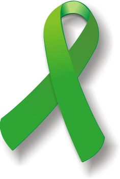 a green ribbon on a white background