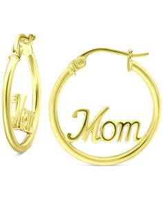 Everybody is one or loves one, so celebrate Mom in these pretty hoop earrings from Giani Bernini. Small Hoop Earrings, Celebrate Mom, Fine Jewellery Earrings, Gold Plated Sterling Silver, Jewelry Watches, Gold Bracelet, 18k Gold, Gold Plate, Fine Jewelry